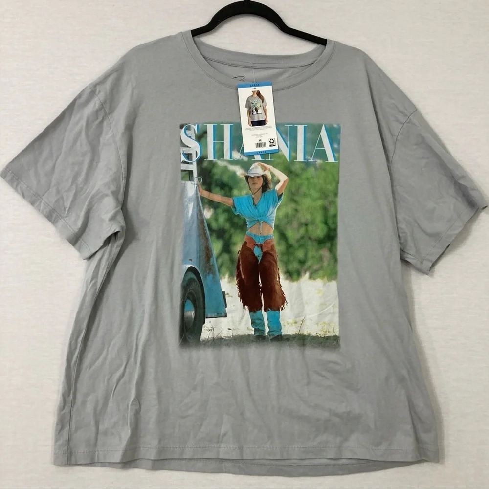 New Shania Twain‎ Print Cotton Short Sleeve Tee size Large